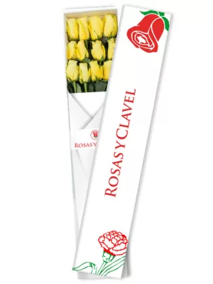 Caja con rosas amarillas, RosasyClavel